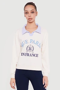 Rue Paris France Graphic Polo Sweatshirt