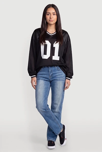 Satin Detail 01 Graphic Long Sleeve Mesh Jersey