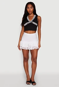 Womens Blashe Ribbon Lace Trim V-Neck Tank Top,