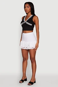 Womens Blashe Ribbon Lace Trim V-Neck Tank Top,