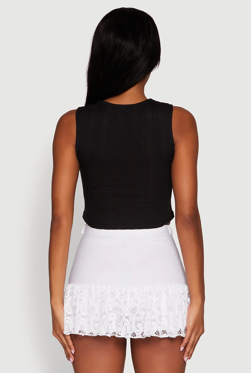 Womens Blashe Ribbon Lace Trim V-Neck Tank Top,