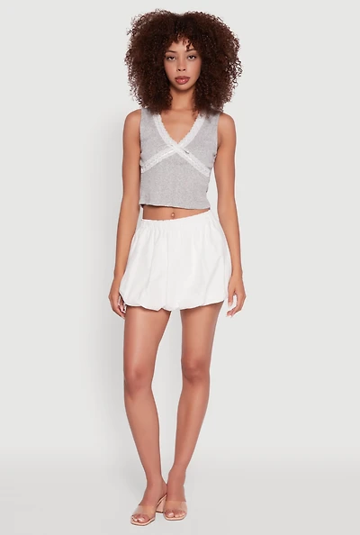 Womens Blashe Ribbon Lace Trim V-Neck Tank Top,
