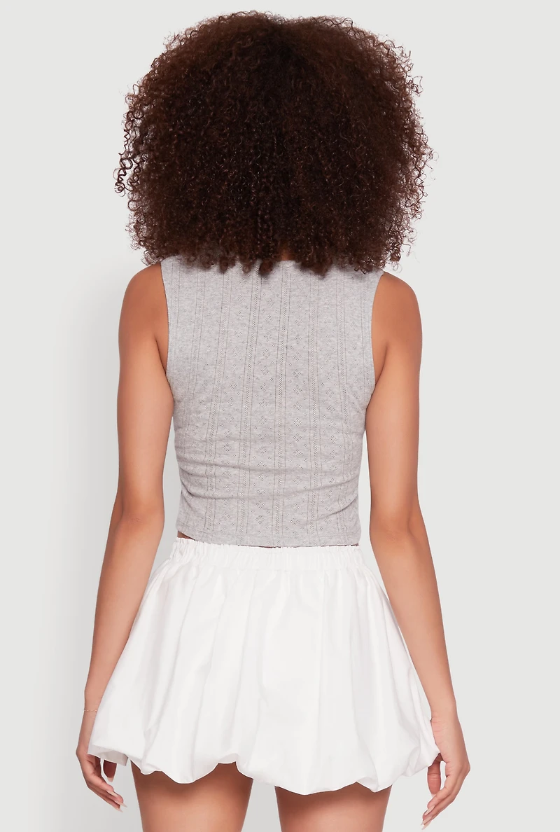 Womens Blashe Ribbon Lace Trim V-Neck Tank Top, Grey, Size M