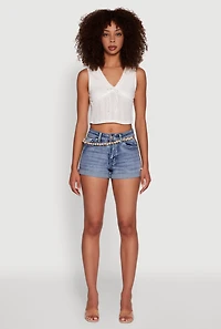 Womens Blashe Ribbon Lace Trim V-Neck Tank Top, White, Size S