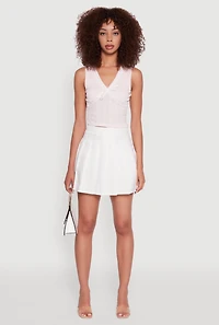 Womens Blashe Ribbon Lace Trim V-Neck Tank Top, Pink, Size S