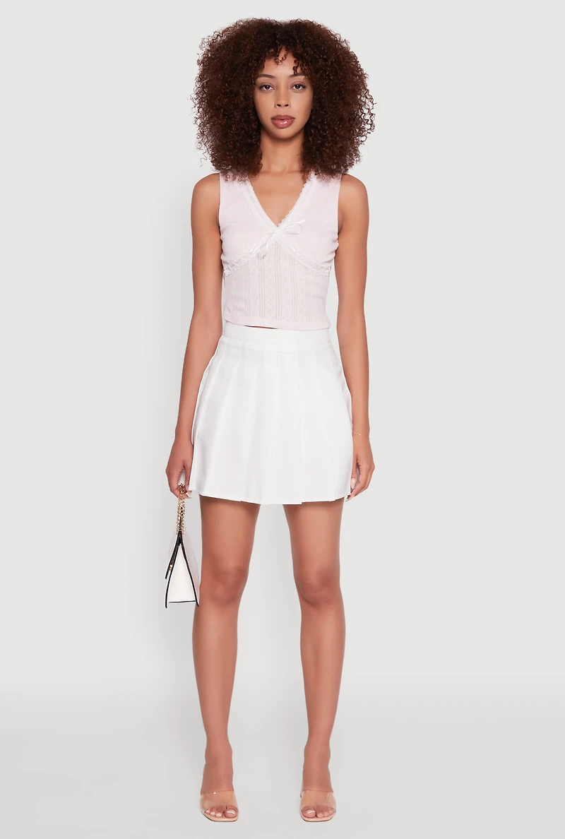 Womens Blashe Ribbon Lace Trim V-Neck Tank Top,