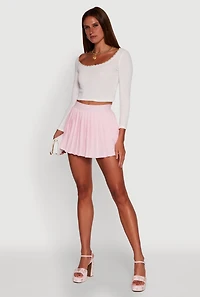 Womens Lace Detail Scoop Neck Long Sleeve Crop Top, M