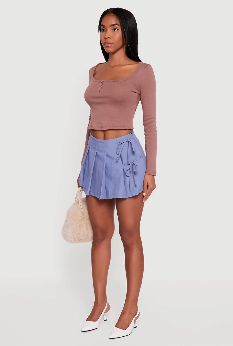 Henley Long Sleeve Crop Top
