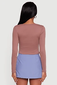 Henley Long Sleeve Crop Top