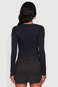 Long Sleeve Lace Trim Crop Top