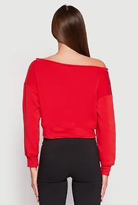 Womens Off The Shoulder Sweatshirt, Red, Size M