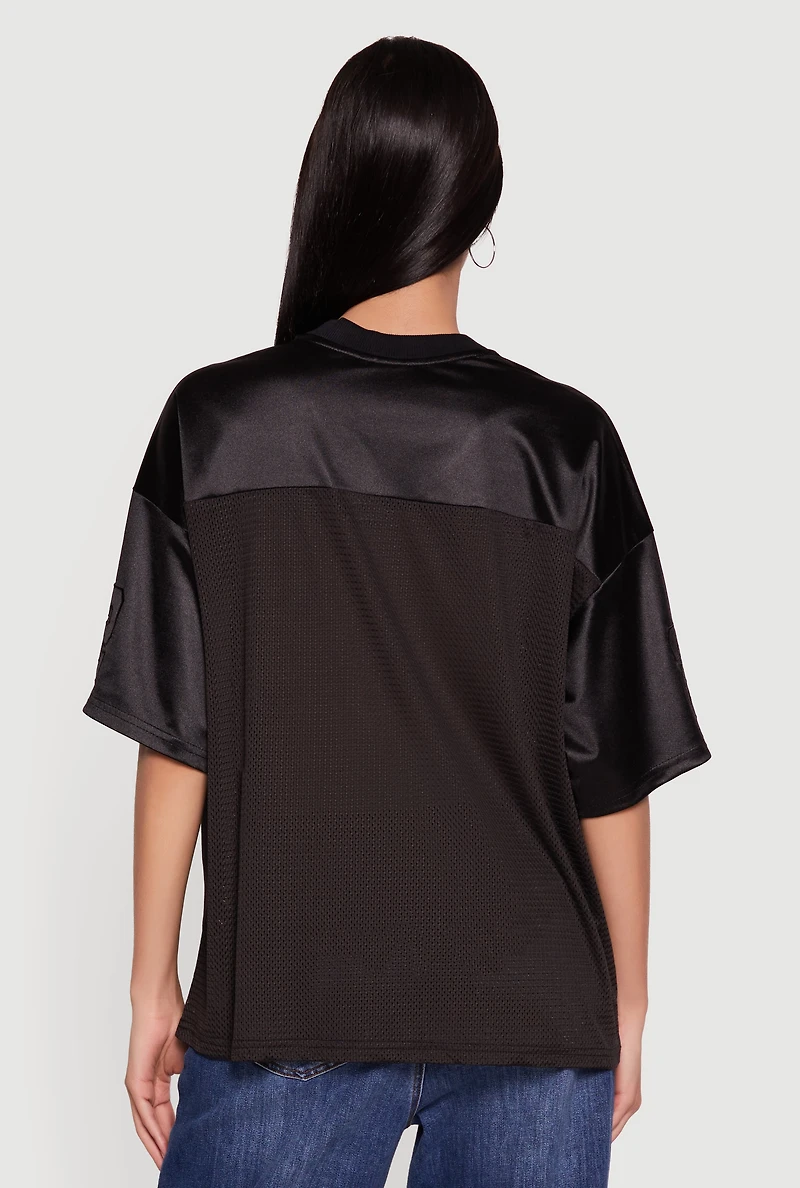 Satin Embroidered Patch Graphic Football Jersey