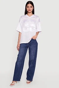 Satin Embroidered Patch Graphic Football Jersey
