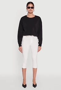 Womens Cropped Bubble Hem Long Sleeve Sweatshirt,