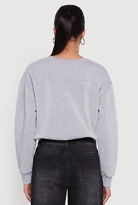 Womens Cropped Bubble Hem Long Sleeve Sweatshirt, Grey, Size M