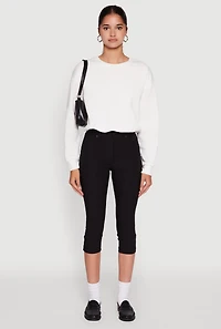 Cropped Bubble Hem Long Sleeve Sweatshirt