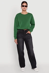 Cropped Bubble Hem Long Sleeve Sweatshirt