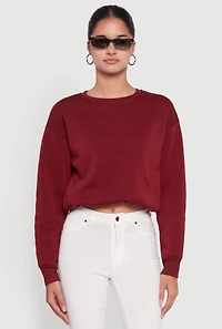Womens Cropped Bubble Hem Long Sleeve Sweatshirt, XL