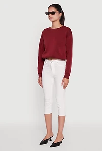 Womens Cropped Bubble Hem Long Sleeve Sweatshirt, XL