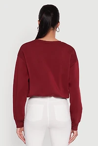 Womens Cropped Bubble Hem Long Sleeve Sweatshirt, XL