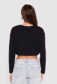 Long Sleeve Bubble Hem Crop Top