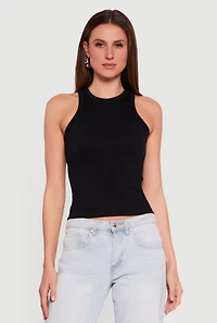 Seamless Rib Knit Cropped Racerback Tank Top