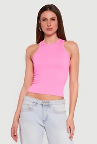 Seamless Rib Knit Cropped Racerback Tank Top
