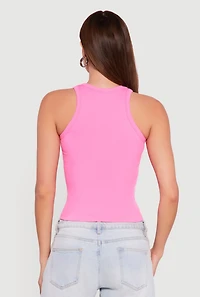 Seamless Rib Knit Cropped Racerback Tank Top