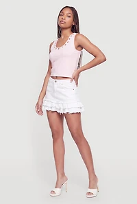 Grommet Detail Scoop Neck Tank Top