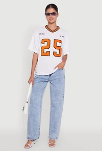 Womens Chenille Graphic Football T-Shirt, White, Size S