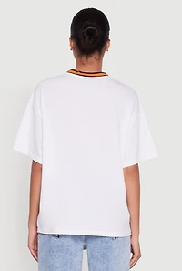 Womens Chenille Graphic Football T-Shirt, White, Size M