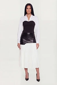 Color Blocked Ruched Ponte Blouse