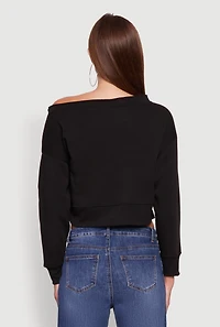 Womens Long Sleeve Fleece Lined Crop Sweatshirt,