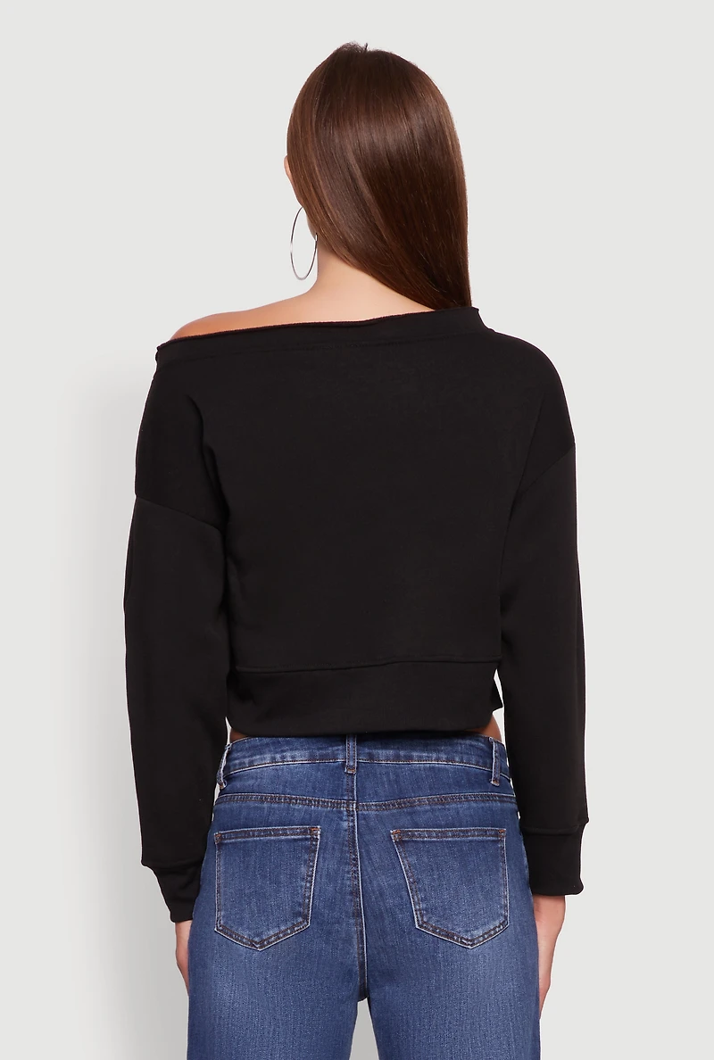Long Sleeve Fleece Lined Crop Sweatshirt