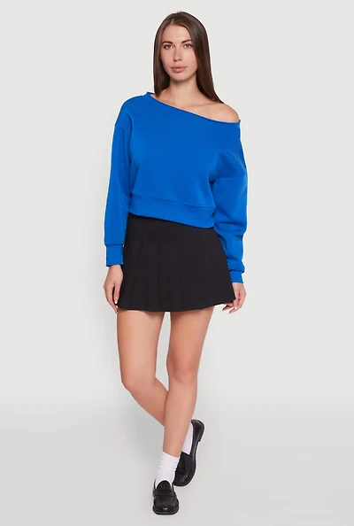 Womens Long Sleeve Fleece Lined Crop Sweatshirt,