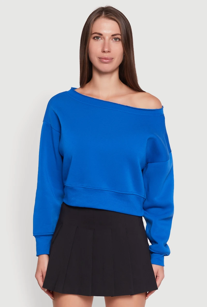Womens Long Sleeve Fleece Lined Crop Sweatshirt,