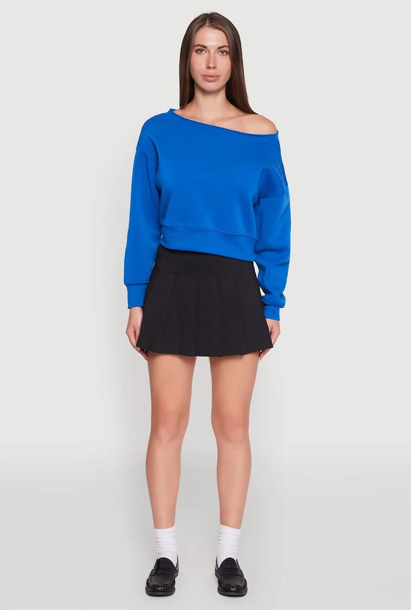 Womens Long Sleeve Fleece Lined Crop Sweatshirt,