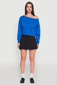 Womens Long Sleeve Fleece Lined Crop Sweatshirt,