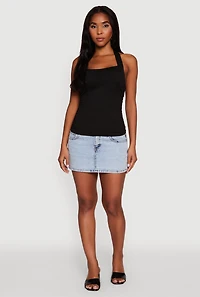 Womens Elegant Ruched Halter Top, Black, Size M
