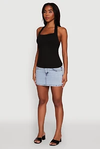 Womens Elegant Ruched Halter Top, Black, Size M