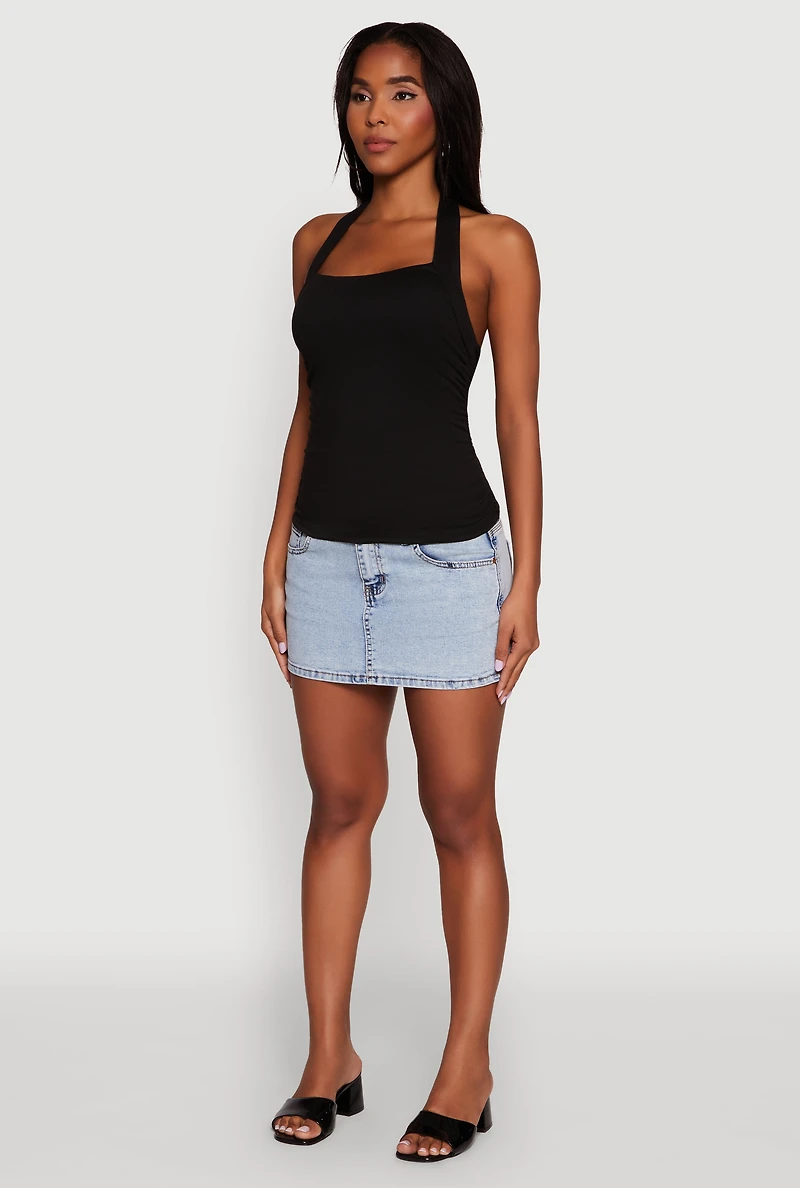 Womens Elegant Ruched Halter Top,