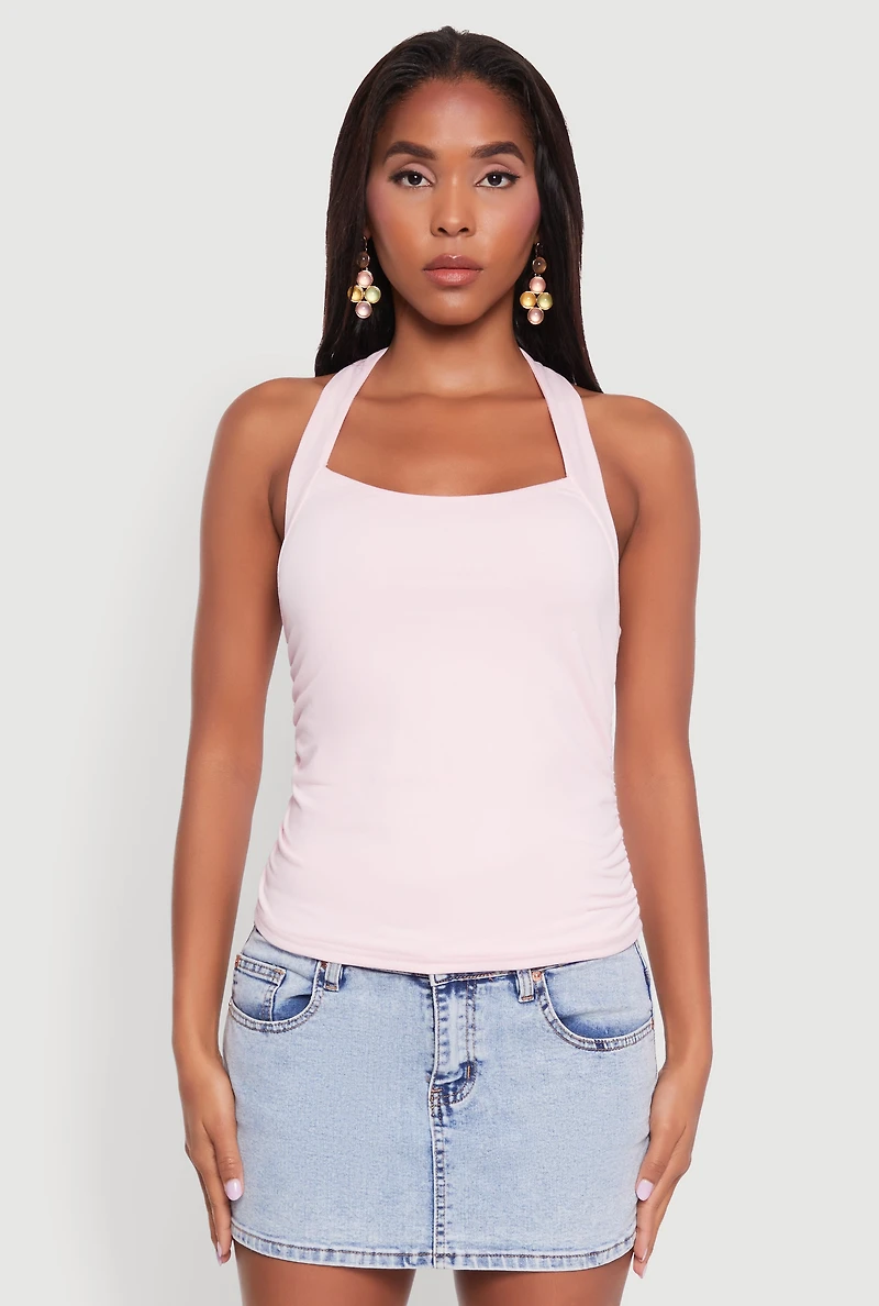 Elegant Ruched Halter Top