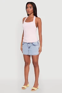 Womens Elegant Ruched Halter Top, Pink, Size L