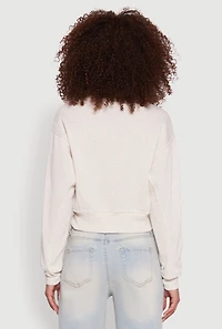 Womens Fleece Lined V-Neck Crop Sweatshirt, L