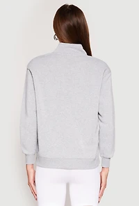 Womens Zip Mock Neck City Pullover Sweatshirt, Grey, Size M