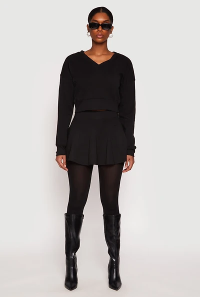 V Neck Cropped Sweatshirt