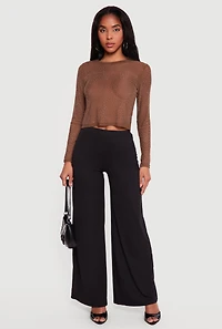 Rhinestone Mesh Long Sleeve Top