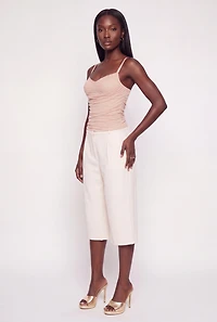 Rhinestone Lace Ruched Bustier Cami
