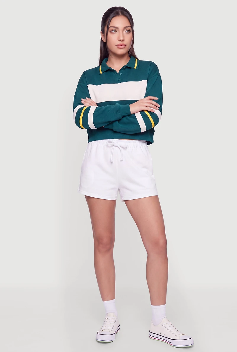 Color Block Stripe Detail Polo Sweatshirt