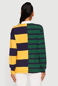 Color Blocked Stripe Destination Graphic Polo Tee